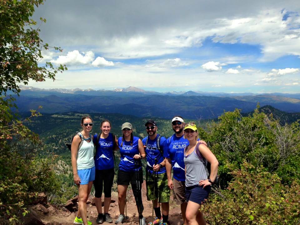 me with friends (Allison, Michelle, Zach, Jef, and Jessica) on top of Bear Peak Mountain in Boulder
