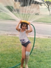 Me as a kid with a sprinkler on my head