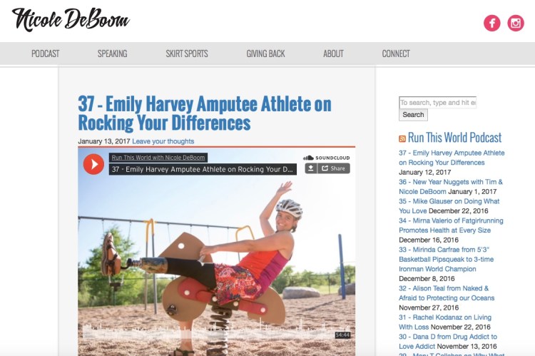 screenshot of the page on Nicole's blog with my podcast