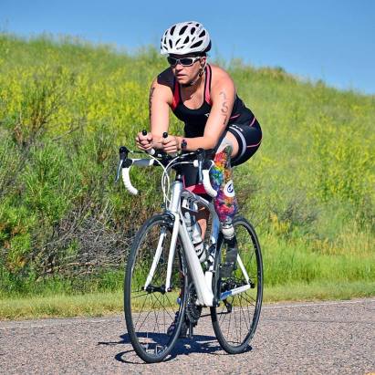 me on a bike at a triathlon before we had the new pedals