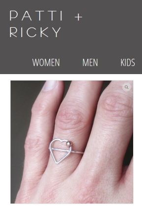 screenshot of heart-shaped fidget ring on PATTI + RICKY website