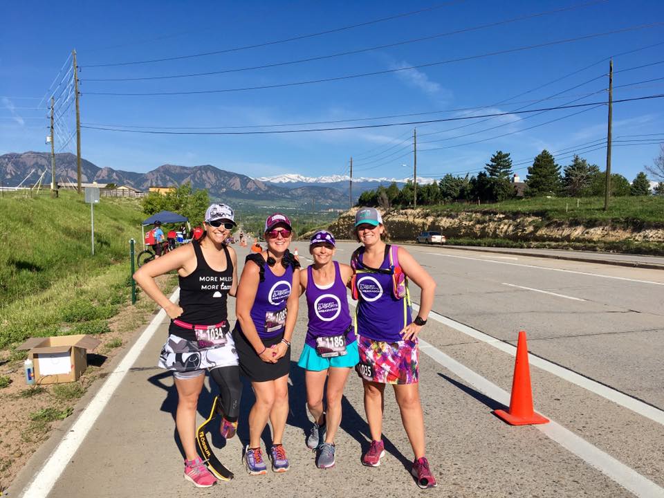 Taking a quick photo break at the Skirt Sports 13er in June of 2017 with fellow Skirt Sports Ambassadors