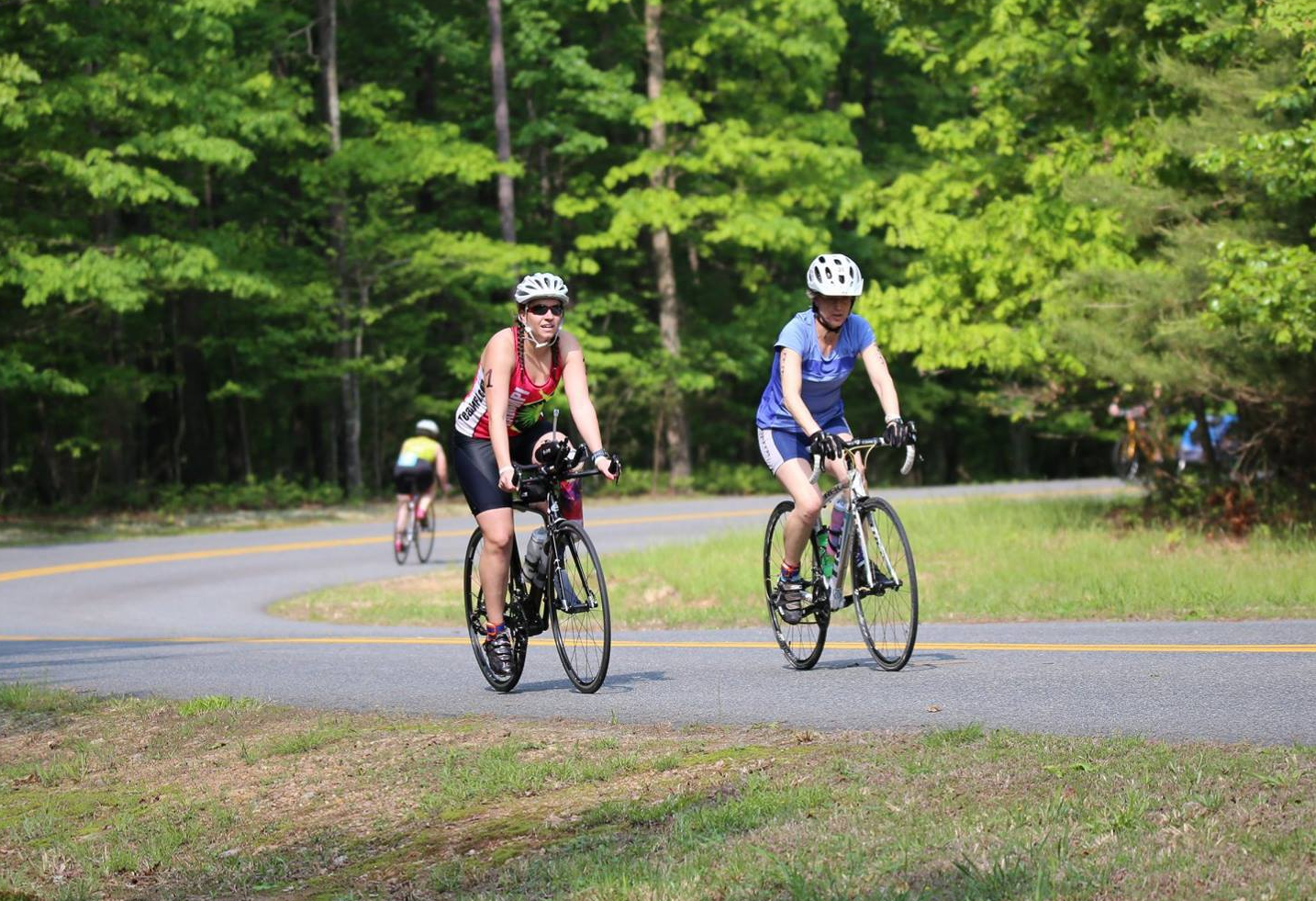 Me and Linda biking together at a triathlon in Virginia in 2016